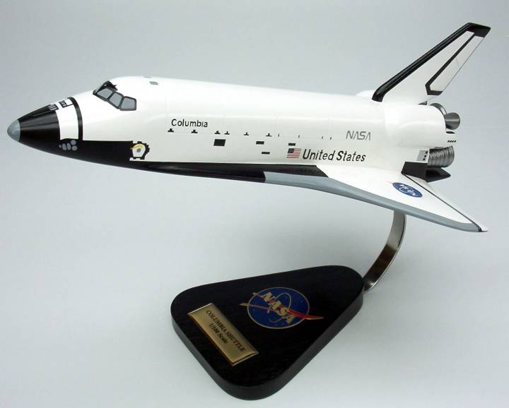 NASA - Space Shuttle Columbia - 1/100 Scale Large Mahogany Model