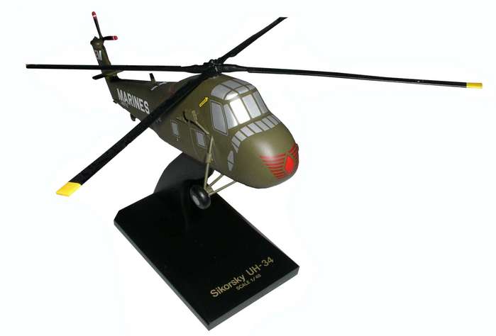 USMC - Sikorsky UH-34 Seahorse Helicopter - 1/48 Scale Mahogany Model - C2948H3W