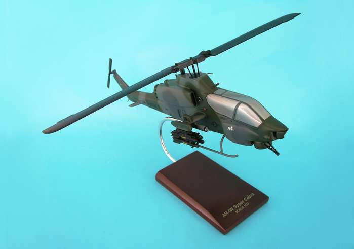 USMC - AH-1W Super Cobra Gunship Helicopter - 1/32 Scale Mahogany Model