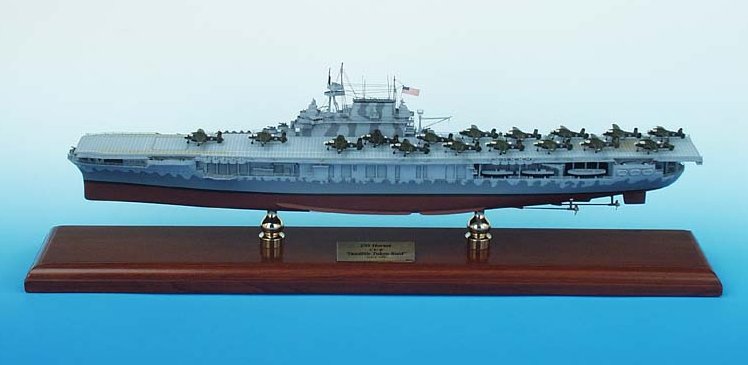 USN - USS Hornet CV-8 Aircraft Carrier - 1/350 Scale Mahogany Ship Model