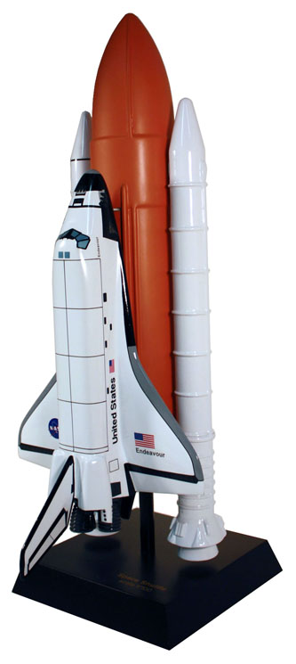 NASA - Space Shuttle Endeavour with Full Stack - 1/100 Scale Mahogany Model