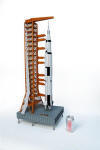 NASA - Apollo Saturn V Rocket with Launch Tower - 1/200 Scale Mahogany Model - E4744