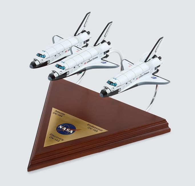 NASA - Last Active Space Shuttle Orbiter Trio Collection - 1/200 Scale Mahogany Models