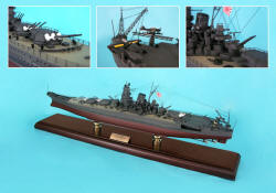 Click Here For A Larger View - Japanese Yamato Battleship - 1/350 Scale Mahogany Model
