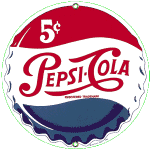 Pepsi-Cola Cap Sign - 8" inch Round