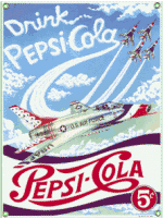 Pepsi-Cola USAF Thunderbird Sign - 8 5/8" W x 11 5/8" H