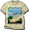 Air Florida 737-200 - This new Air Florida shirt will bring back memories of this low-fare, de-reg Airline. Against a tropical setting (after all, they flew all over the Caribbean!). This shirt is on a 100% cotton tan Gildan shirt. Sizes M, L, XL and XXL 