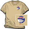 Allegheny Airlines CV-580 T-Shirt - The Northeast USA was served well in the past by the Allegheny Convair 580! On a 100% cotton "natural" (light tan) shirt, we have the Convair flying over Pittsburgh on the back, with Allegheny jet-prop logo on the front. Sizes M, L, XL and XXL