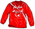 Air Asia Longsleeve - Our new Air Asia t-shirt is really in-your-face! Printed on an ultra-wide pallet, this shirt is wall-to-wall, with the design stretching across almost the full width of the shirt. And all of the Airbus' detail is there. The sleeve has "Now Everyone Can Fly" on it. Sizes M, L, XL and XXL
