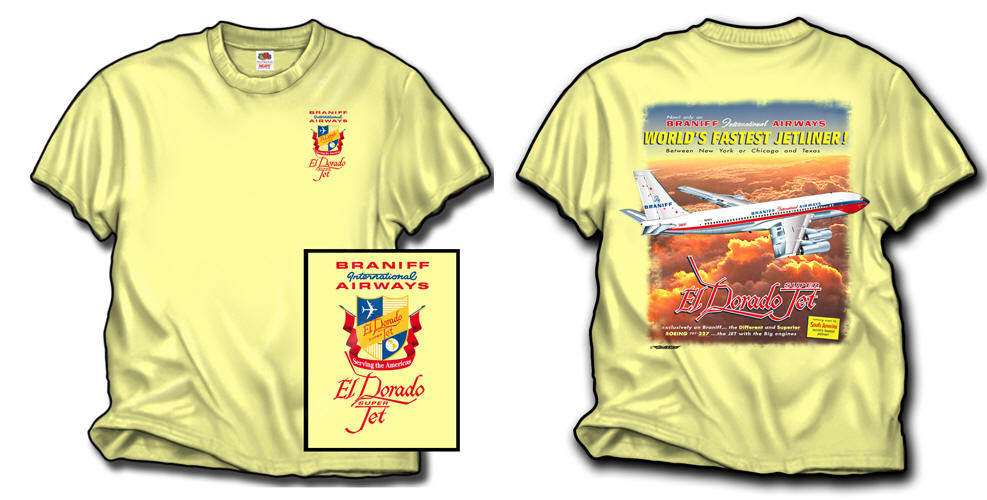 BRANIFF AIRLINES Boeing 707-227 El Dorado T-Shirt Spanish El Conquistador 