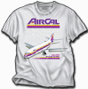 Air Cal 737-200 - Air Cal fought "The California Air Wars" with PSA and its main ammunition was a fleet of colorful 737’s. Here we have a -300 series on the front of a 100% cotton ash shirt. Sizes M, L, XL, and XXL