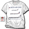 Delta Fleet T-Shirt - We found some of these shirts left over from the "Airliners International" convention of 1994. This 100% white cotton shirt has the full-color profile of the 727, 757 and the MD-11. This shirt almost sold out the first day of the show. “Delta Air Lines” and the widget at the top with “Airliners International 1994” at bottom on a white shirt. Sizes M, L, XL and XXL