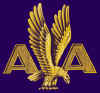 American Airlines T-Shirt - AA's 1950 Eagle Logoshirt! - Has the old Gold eagle medallion 4 over the heart! Available now! Your choice of 50/50 cotton/poly navy shirt or a 100% cotton ash shirt.